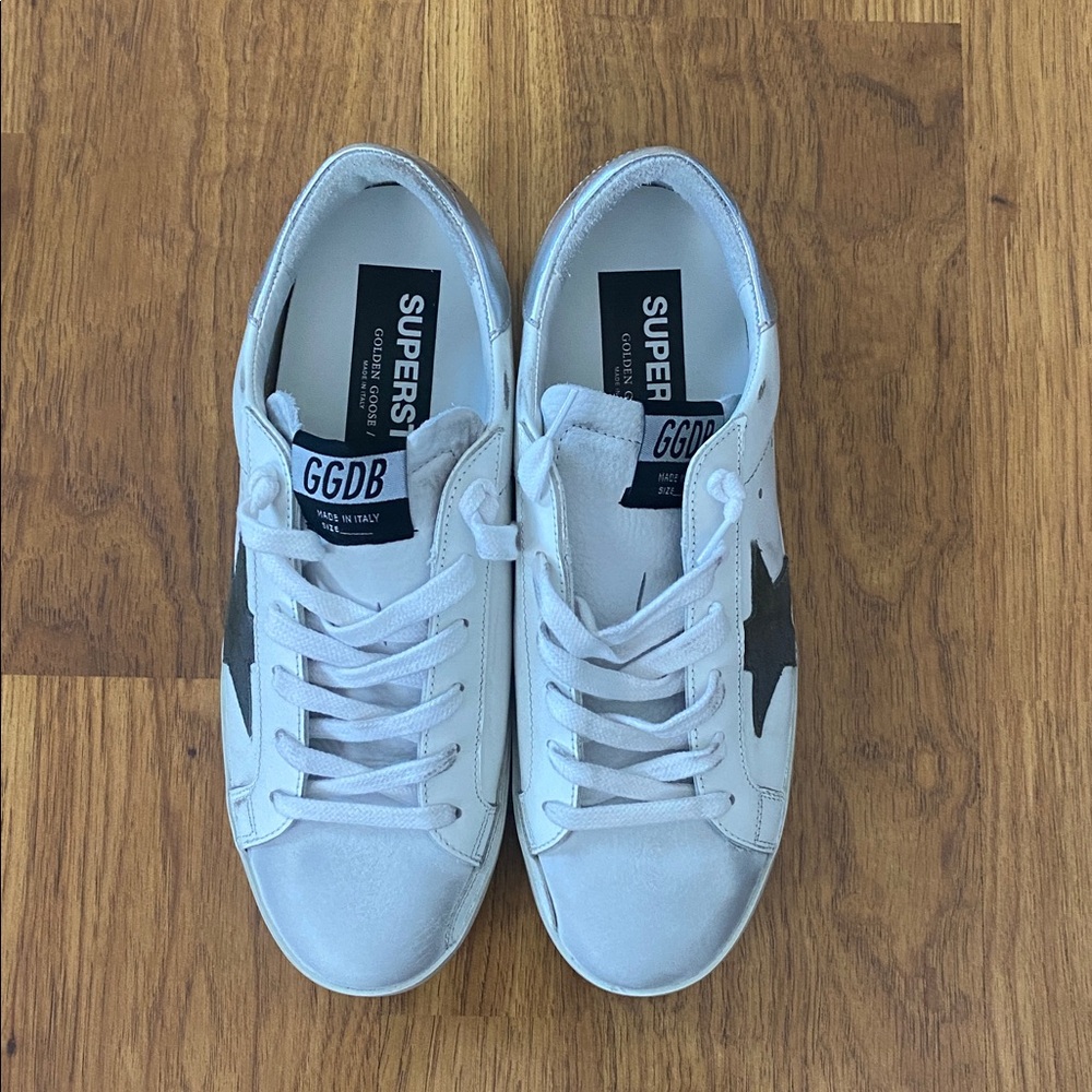 BNWT Golden Goose Superstar Sneakers white/olive green/silver - Picture 5 of 16